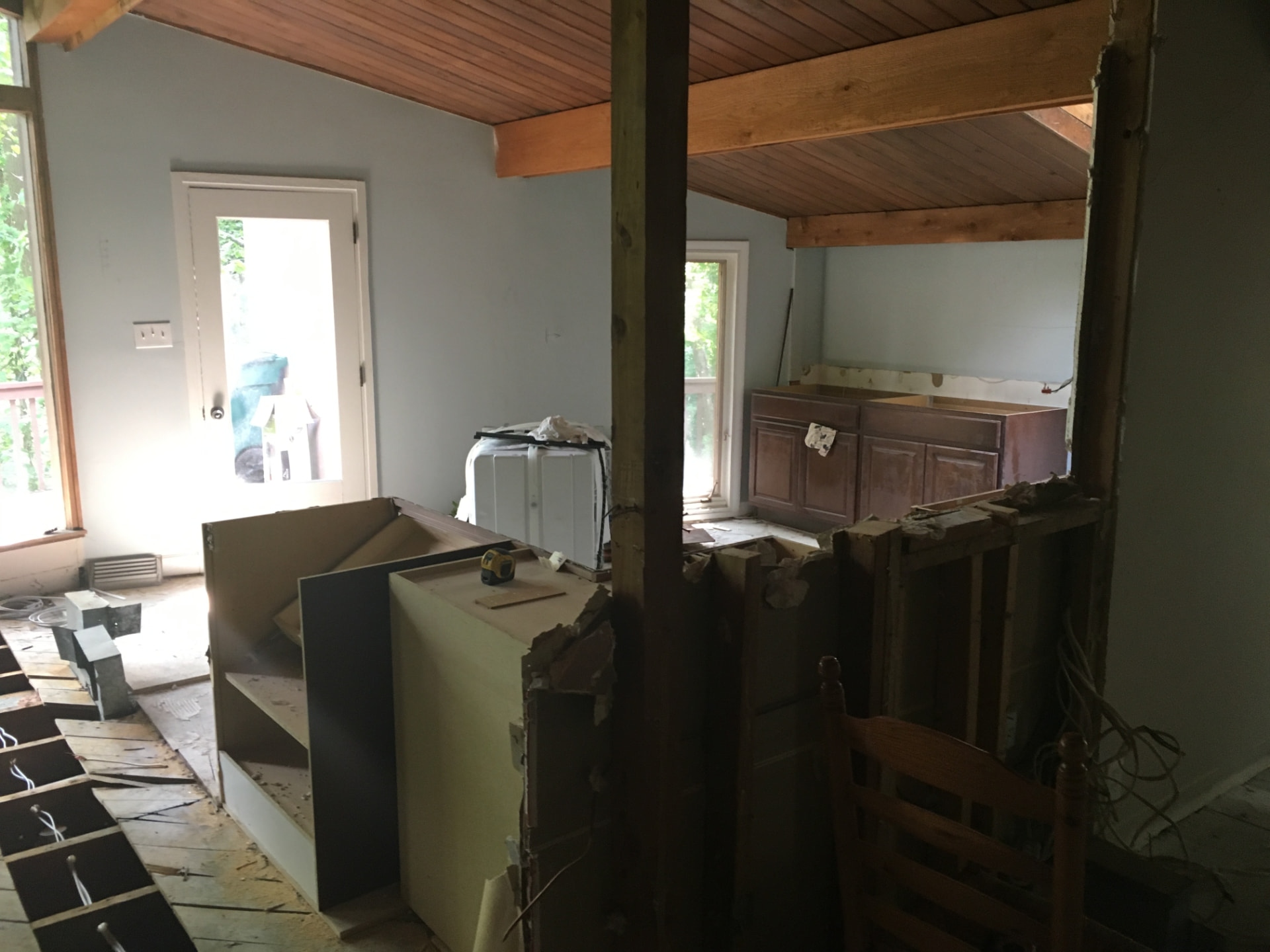 Kitchen renovation opened up for new circuits and rough-in wiring